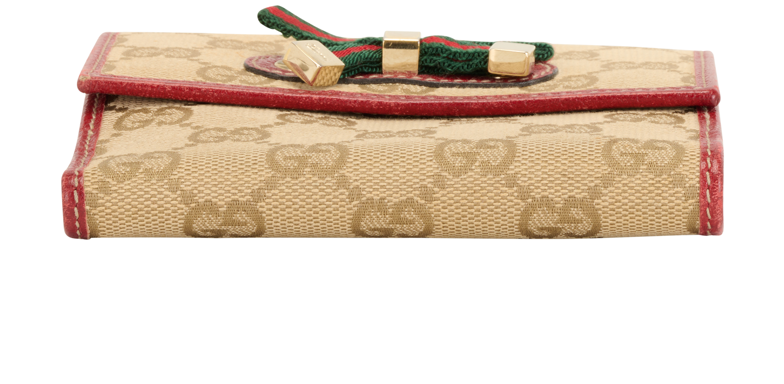 Gucci Bow & GG Compact Wallet, &pound;110, Accessories, Beige/Red, Canvas/Leather, Top view